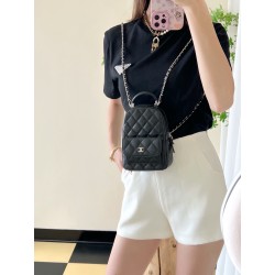 [홍콩명품.CHANEL]샤넬 시즌 크루즈 캐비어 탑핸들 미니 백팩 금장 AP3753