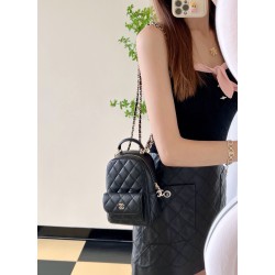 [홍콩명품.CHANEL]샤넬 시즌 크루즈 캐비어 탑핸들 미니 백팩 은장 AP3753